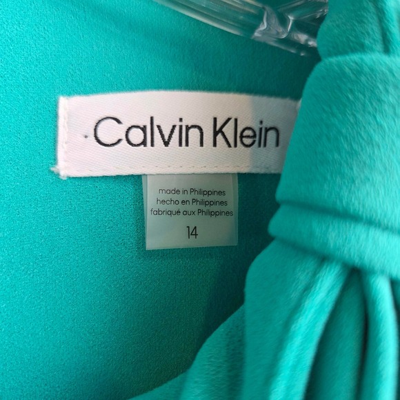 Calvin Klein Womens Green Bow Neck Sheath Dress CD4C1N62 Size 14 NWT - Picture 7 of 16